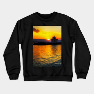 Argostoli lighthouse Sunset, Kefalonia, Greece Crewneck Sweatshirt